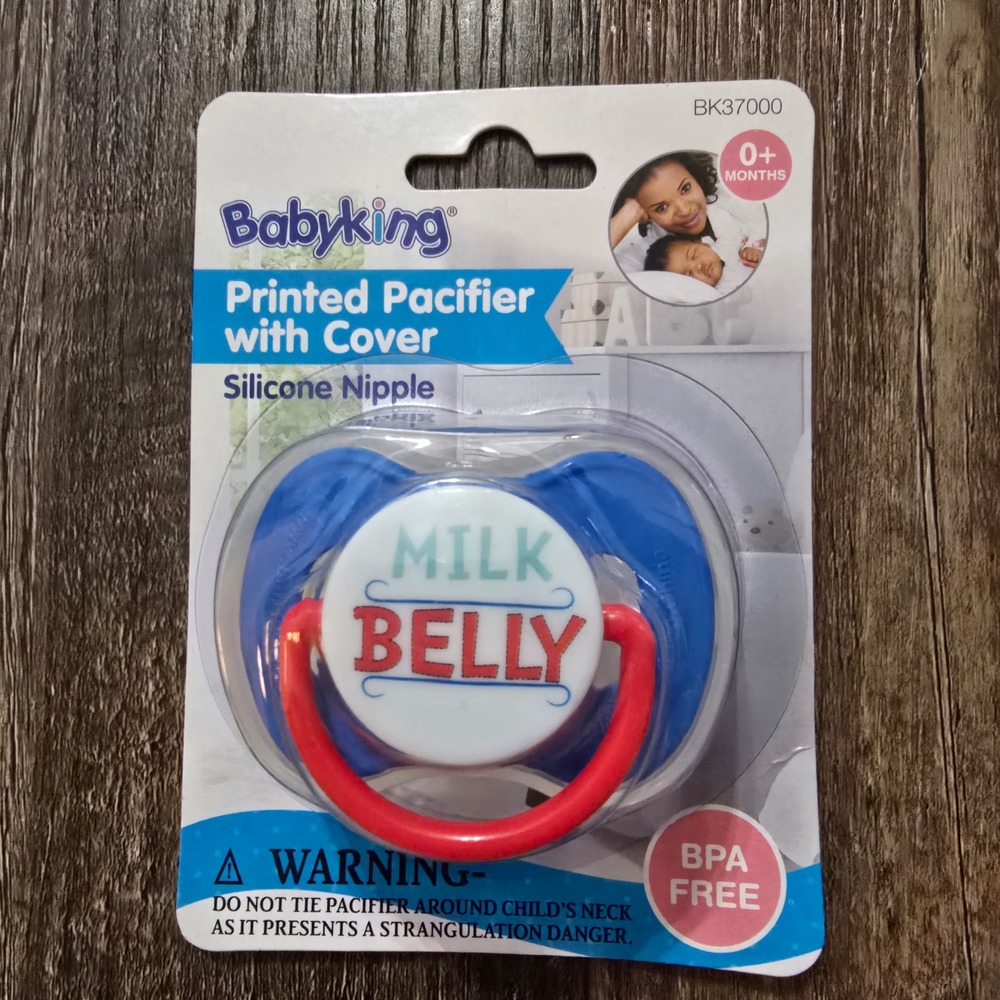 Babyking Pacifier Infant 0+ Months Blue Milk Belly Printed Silicone Nipple Cover